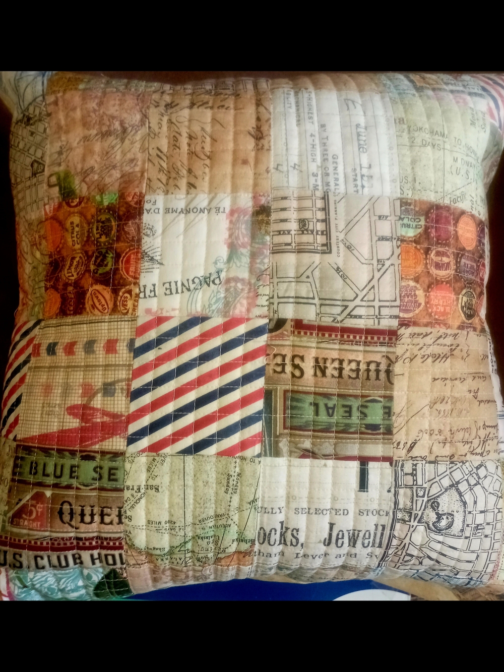 Vintage Look Patchwork Decorative Throw Pillow - Multicolor